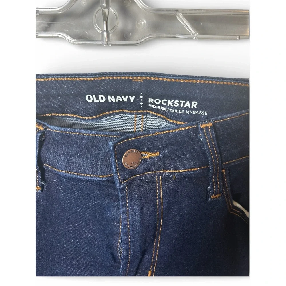 Old Navy Rockstar Skinny Jeans Womens 4 Tall Dark Wash Mid Rise Denim‎ Pants
